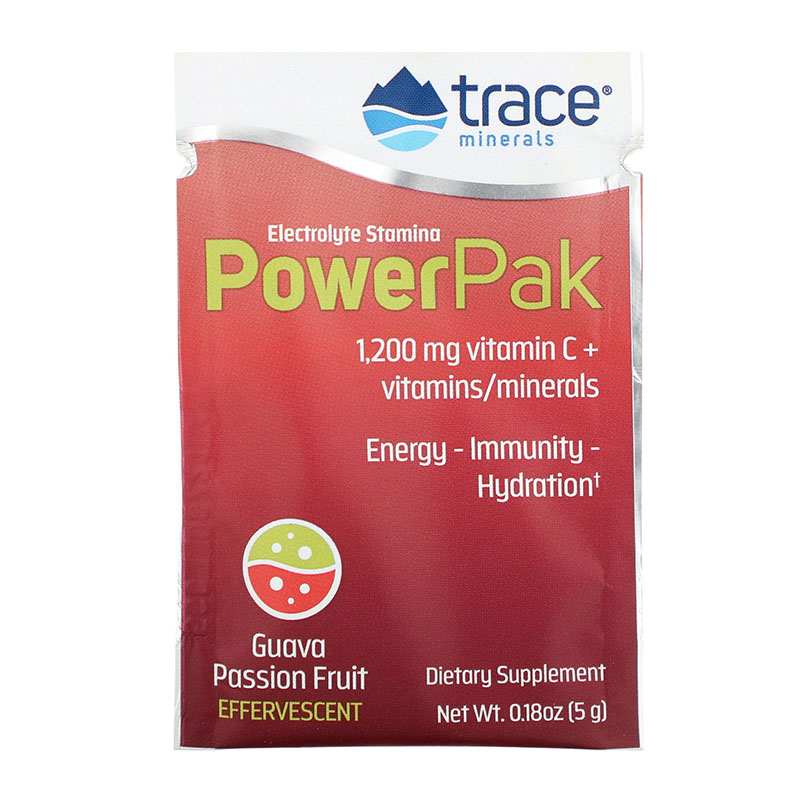 Trace Minerals مشروب فوار بالفيتامينات والإلكترولايتس بطعم الجوافة والباشن فروت 5غ